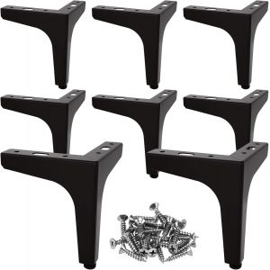 Lot de 8 pieds de meubles en métal noir, 15 cm, pour canapé, table, lit, armoire - Neuf