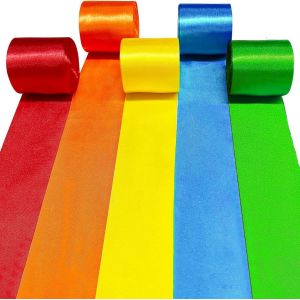 Tianyi-Ruban Satin Large Multicolore - 5 Rouleaux, 10m X 50 Mm Pour Emballage Cadeau, Couture, Artisanat, Ballon, Bouquet De Mariée, Décoration De Mariage - Neuf