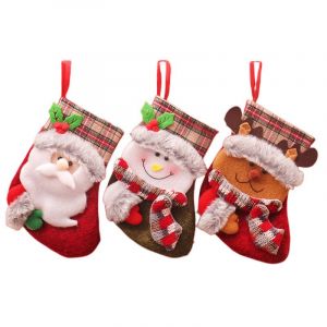 No&euml;l Des Chaussettes, Des Bas De No&euml;l D&eacute;coration De 3 Pc, Pendaison De No&euml;l Chaussettes, Chaussette De No&euml;l &Agrave; Accrocher Le Sac, Pour Arbre, Chemin&eacute;e, Fen&ecirc;tre, Sac De Bonbons - Neuf