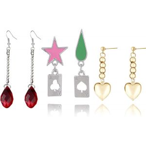3 Paires Anime Cosplay Boucles D'oreilles &Eacute;toiles Teardrop Poker Boucle D'oreille Stud Oreille Clip Bijoux Accessoires - Neuf