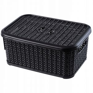 KADAX Panier Panier 6L R&eacute;cipient Couvercle Organisateur Noir - Neuf