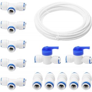 Ulteronixshop-Raccord de tuyau d'arrosage de 10 m, kit de connecteur de tuyau d'alimentation en eau, tuyau en PE de 0,95 cm pour syst&egrave;me de filtre &agrave; eau RO r&eacute;frig&eacute;rateur avec raccords de tube (type I - Neuf