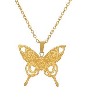 Kal-Collier De Papillon En Acier Inoxydable Collier À Pendentifs De Papillon Elfes Volants C?ur D'amour En Acier Inoxydable Bijoux Tendances Pour Femmes Dames De Charme - Neuf