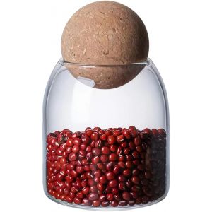 Kal-Bocaux Rangement Cuisine En Verre Avec Couvercles En Liège,500ml Bocaux En Verre Hermétique,Bocaux De Stockage En Verre,Verre Bocaux Avec Couvercle En Liège Pour Épices,Sucre,Café,Biscuits,Bonbon - Neuf