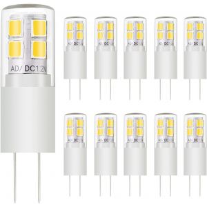 Sept-Ampoules Led G4-2w/200lm &Eacute;gal &Agrave; 15-20w Ampoules Halog&egrave;nes, Ampoules &Agrave; &Eacute;conomie D'&eacute;nergie, Ac Dc 12v, Blanc 6000k, Paquet De 10 - Neuf