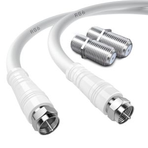 RG6 C&acirc;ble d'antenne TV F m&acirc;le RG6 c&acirc;ble coaxial avec connecteur F femelle 75 Ohm, pour d&eacute;codeur c&acirc;ble, TV, satellite, 32,8 pieds (10 M) - Neuf