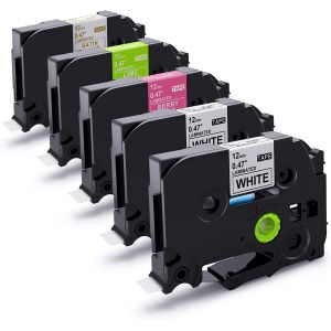 5 x Ruban pour &Eacute;tiqueteuse Compatible pour Brother P Touch TZ 12mm x 8m TZe-231 TZe-MQG35 TZe-MQP35 TZe-MQ934 pour Brother P-touch 1000 P1000 H107B H100LB E110 H100LB H200 H105 - Neuf