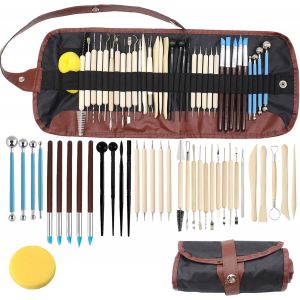 MEVRONISSHOP-Set de 36 outil modelage argile kit outils argile autodurcissante avec pochette de rangement - Neuf