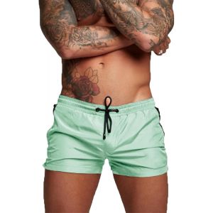 Men's Swimming Trunks,Swimming Trunks,Swimming Trunks,Beach Shorty,Boxer Mayo For Men With Zip Pocket (L,Pale Green),Pale Green,L - Neuf