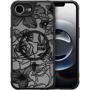 Eryi-Coque Magnétique Pour Iphone 16e Compatible Avec Magsafe, Housse Motif De Rose Mat Translucide, Boîtier De Protection Souple Du Pare - Chocs Tpu, Noir - Neuf