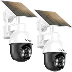 ChenQuanSarl-Caméra De Surveillance Extérieure Avec Panneau Solaire, Ptz, Suivi Automatique Des Personnes, Vision Nocturne 2K, Alarme Lumineuse Et Sonore, Audio Bidirectionnel, Compatible Avec Alexa/ - Neuf
