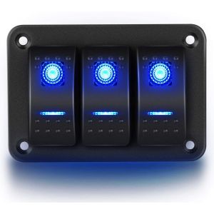 12V/20A,24V/10A,3 Gang Panneau en Aluminium Bascule Tableau de Bord Lumière LED,5 Broches Marche/Arrêt Pré-Câblé Support de Commutateur à Bascule pour Voiture Automobile Bateau Marin - Neuf