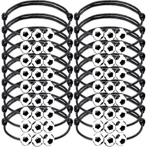 Kal-20pièces Bracelets À Breloques Avec Perles De Football Baseball Basket-Ball Bracelet Ajustable Pour Enfants Garçons Hommes, Fête Du Sport, Bracelets D'inspiration - Neuf