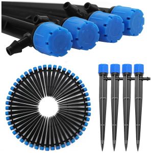 20 Pièces Goutteur Irrigation Réglable, 360 Degrés 8-Trou Micro Asperseur Goutte à Goutte pour Tube 4/7mm, Goutteur d'irrigation Insertion, Vert (avec Connecteur) - Neuf