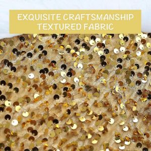 Jupe de sapin de No&euml;l dor&eacute;e avec paillettes et fausse fourrure, 122 cm - Neuf