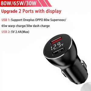 Chargeur De Voiture Pour Oneplus 9r 10 Pro Nord Ce 2 5g 8 7t Pro Warp, Charge Rapide 80w 65w 30w, 2 Ports Usb 80w 2ports - Neuf