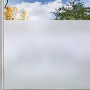 Film électrostatique anti-UV pour fenêtre, occultant, réutilisable, auto-adhésif, antistatique, givré, design quadrillé, pour bureau, salle de bain, chambre à coucher, cuisine, 45 x 200 cm - Neuf