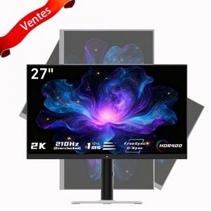 Moniteur de jeu KTC H27T6,écran IPS rapide de 27pouces (2560x1440), taux de rafraîchissement de 210 Hz,deux haut-parleurs intégrés de 2W, pied flexible et compatible avec les supports VESA 100x100mm - Neuf