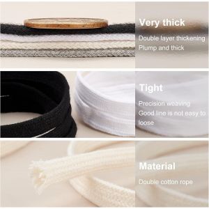 Tianyi-25m Cordons Coton Plat Beige, Corde En Coton Creux À Double Couche Pour Accessoires De Vêtement - Neuf