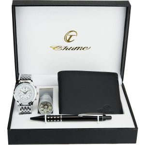 Coffret Cadeau Montre Homme Portefeuille Lampe Torche Stylo,Blanc,40,Classic,Blanc,40,Classic - Neuf