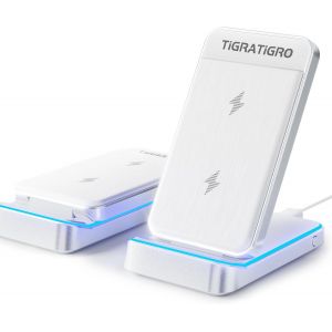 Chargeur Sans Fil 15w - Induction Stand - Support De Charge Rapide Qi Pliable, Compatible Iphone 12-16/Samsung Galaxy - Design &Eacute;l&eacute;gant Argent - Neuf