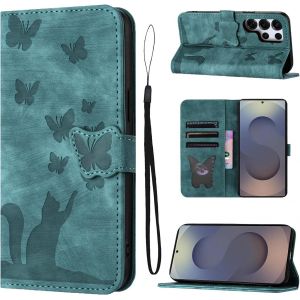 LORANKA-Housse Protection pour Samsung Galaxy S25 Ultra 5G Pouces Mat&eacute;riau en Cuir PU Coque S25 Ultra/SM-S938B avec Fentes pour Cartes Housse S25 Ultra/SM-S938B Vert - Neuf