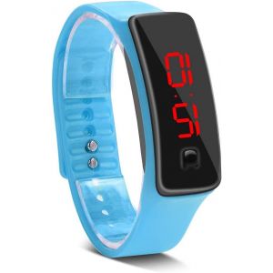 Eryi-Montre Numérique, Mode D'économie D'énergie, Chronométrage Précis, Bracelet En Silicone, Montre-Bracelet Électronique Pour Aller En Classe Pour Voyager(Bleu Clair) - Neuf