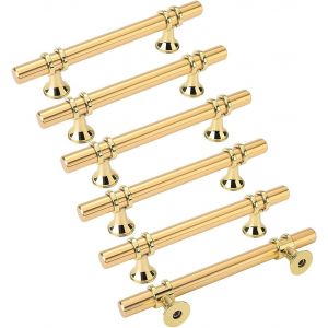 6pcs poignées de meuble dorées poignée dorée - poignée de porte de cuisine Poignee Tiroir Laiton poignées dorées meuble entraxe 96mm - Neuf