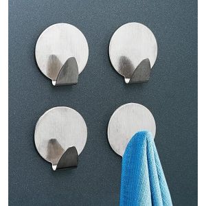 Crochets adhésifs ronds en métal pour maison¿ 4 pièces , salle de bain et cuisine ¿ crochets adhésifs muraux pour objets, porte-serviettes ¿ Crochet mural de maison ¿ Couleur métallique - Neuf