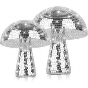 Lot De 2 Champignons Disco - Grand Miroir Disco - Champignons Disco Argent&eacute;s - D&eacute;coration De Boule Disco Pour La D&eacute;coration De La Maison, Accessoires De Sc&egrave;ne, Accessoires De Jeu, F&ecirc;tes Scolaires, - Neuf