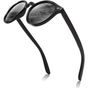 Lunettes De Soleil En Bois,Lunettes De Soleil Rondes Pour Hommes Et Femmes.Lunettes De Soleil En Bois De Noyer Polaris&eacute;es Protection Uv400 - Neuf