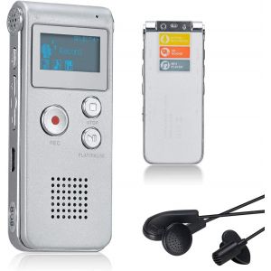Dictaphone Enregistreur Vocal Num&eacute;rique 8Go Portable,Lecteur Mp3 Audio &Agrave; Double Microphone Pour Conf&eacute;rences/R&eacute;unions/Entretiens/Et Cours (Argent) - Neuf