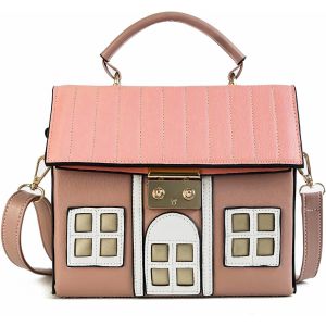 SJZG-Forme De Maison Nouveaut&eacute; Sac &Agrave; Main Pour Femmes Mini Amusant Bizarre Sac &Agrave; Bandouli&egrave;re Sacs Port&eacute;s Main Pochettes Et Clutches Pu Cuir - Neuf