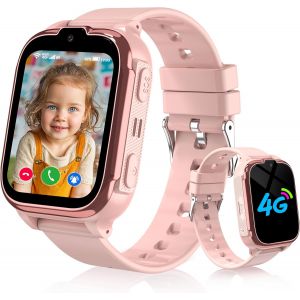 Montre Connect&eacute;e Enfant 4G/GPS/WiFi/Appel Vid&eacute;o, Montre GPS Enfant Fille Gar&ccedil;on avec T&eacute;l&eacute;phone Chat Familial, SOS, IP68 Jeux R&eacute;veil, Mode Classe, Montre Intelligente Enfants Cadeau pour 4-12 Ans - Neuf