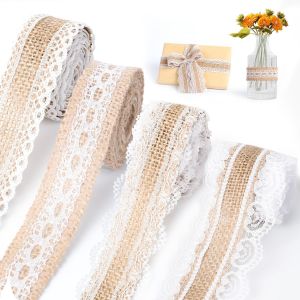 Mevronisshop-4 Toile De Jute Rouleau 2m, Ruban De Dentelle D&eacute;coratif Vintage, Naturel Jute Ribbon Pour Diy Artisanat Mariage F&ecirc;te Ruban Cadeau - Neuf
