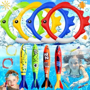 KAL-8 Pièces Jouet De Plongée, Torpedo Bandits, Anneaux De Plongée, Jouets Sous-Marins D'Été, Jouets De Piscine Pour Enfants, Jouets De Natation Pour Garçons Et Filles Pour Piscines Extérieures - Neuf