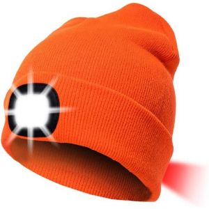 Casquette Led En Tricot Avec Lumière Rechargeable Par Usb, Éclairage Et Modes D'avertissement Clignotant 8 Led, Installation Facile Avant Et Arrière, Bonnet En Tricot Chaud D'hiver - Neuf