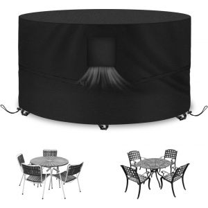 Spwa-Ø135x80cm Housse De Protection Table Ronde De Jardin,Ronde Housse Protection,Ronde Jardin,420d Oxford Bache Table Jardin Ronde,Tissu Oxford 420d Housse De Protection Pour Table Ronde - Neuf