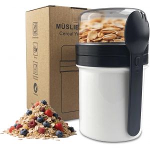 MEVRONISSHOP-Tasse &agrave; Yaourt 250ml+450ml, Coupe de Yaourt Tasse de C&eacute;r&eacute;ales avec Couvercle et Cuill&egrave;re, Anti-Fuite Boite Yaourt Coupe de Muesli avec R&eacute;cipient &agrave; Sauce,Gobelet &agrave; C&eacute;r&eacute;ales pour le Travai - Neuf