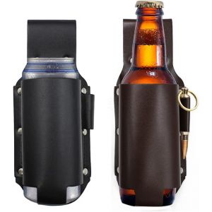 CAUC-Etui &agrave; bi&egrave;re,2 pi&egrave;ces Porte-bi&egrave;re en Cuir,Ceinture de bi&egrave;re Holster Beer comme Cadeau pour Homme, id&eacute;es Cadeaux pour Amis, p&egrave;re, coll&egrave;gues, soir&eacute;e Barbecue - Neuf