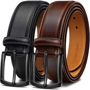 Cauc-Ceinture Homme 2 Paquet, Ceinture Cuir Pour Jeans Travail D&eacute;contract&eacute;e,31mm,Taille Fixe - Neuf