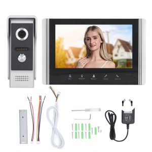 Systeme d'interphone video intelligent 7 pouces avec sonnette video Wi-Fi, telecommande visuelle 1 pour 1, prise AU - Neuf