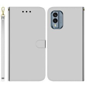 &Eacute;tui En Cuir Effet Miroir Pour Nokia X30 - Argent - Neuf