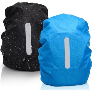 JGD-2 Pi&egrave;ces Protection Sac &Agrave; Dos Pluie avec Bandes R&eacute;fl&eacute;chissantes (40-50L), Housse de Pluie Sac &Agrave; Dos D'Ext&eacute;rieur, Housse Sac A Dos Impermeable pour La Randonn&eacute;e, Le V&eacute;lo - Neuf
