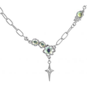 Kal-Cristal Pendentif Choker Colliers Argent Starlight Collier Cha&icirc;ne Bijoux Pour Femmes Et Filles (B) - Neuf