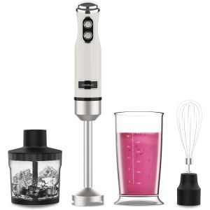 Blender Power Retrobeige 1200Max Cream&Crush. Mixeur Plongeant Rétro D'Une Puissance Maximale De 1200 W, Lame À 4 Lames Avec Revêtement En Titane Noir Et Vitesse Réglable - Neuf