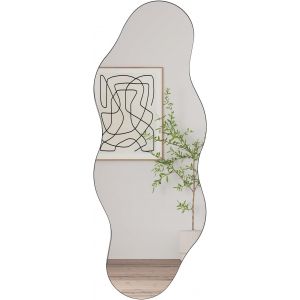 Miroir Asymétrique Pleine Longueur,160 X 60 Cm,Grand Miroir Mural Irrégulier Avec Panneau Arrière En Mdf,Miroir Décoratif Pour Mur,Salon,Salle De Bain,Couloir,Entrée,Décoration (Forme - Neuf