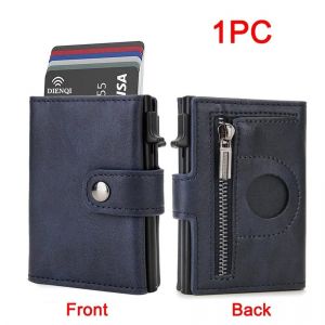 HUED-Portefeuille de luxe en fibre de carbone Rfid pour hommes, mini porte-cartes de cr&eacute;dit, tracker d'&eacute;tiquette d'air, sac &agrave; main minimaliste, mince-Dark Blue - Neuf