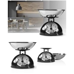 Balance De Cuisine R&eacute;tro Vintage Num&eacute;rique Analogique Acier Incluant Cuve Amovible Noire - Neuf