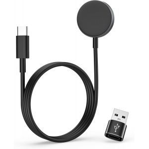 MEVRONISSHOP-Chargeur de Type C pour Samsung Galaxy Watch 8/8 Classic/7/Ultra/6/6 Classic/5/5 Pro/4/3/Active2/FE, Station de Recharge Magn&eacute;tique avec C&acirc;ble de Recharge de 1 m et Adaptateur USB C vers - Neuf